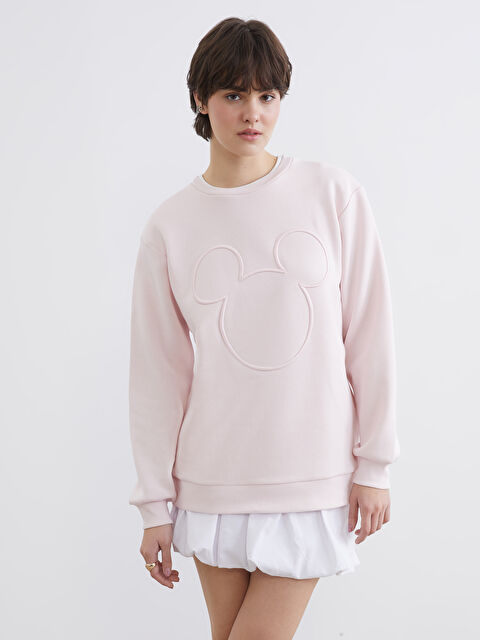 XSIDE Mickey Mouse Baskılı Oversize Kadın Kalın Sweatshirt - S6KH17Z8-RVQ