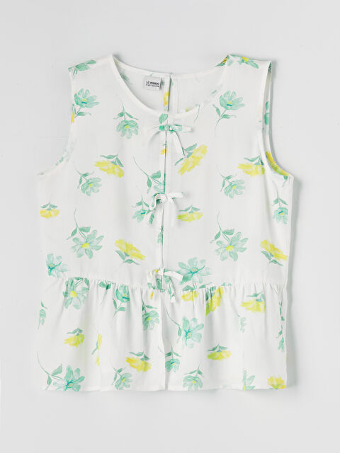 LCW Kids Fiyonk Detaylı Çiçekli Kız Çocuk Gömlek