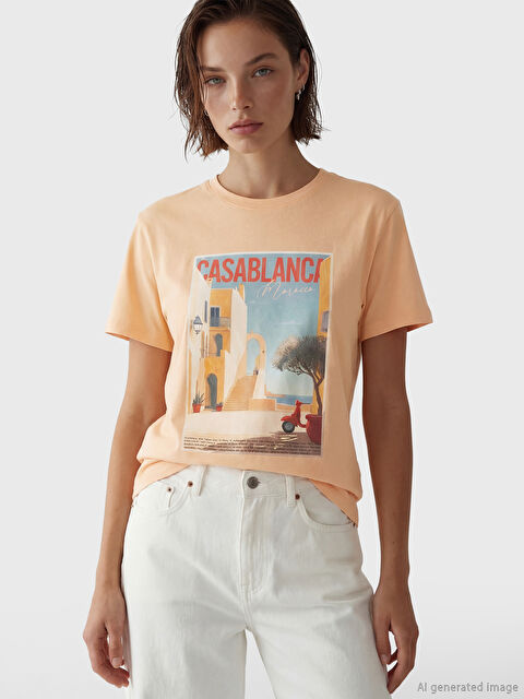 LCW Vision Μπλουζάκι για γυναίκες με εκτύπωση Casablanca - S6KH33Z8-FYJ