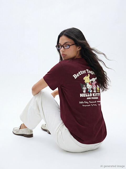 XSIDE Bisiklet Yaka Hello Kitty Baskılı Kadın Tişört - S6KH85Z8-CWK