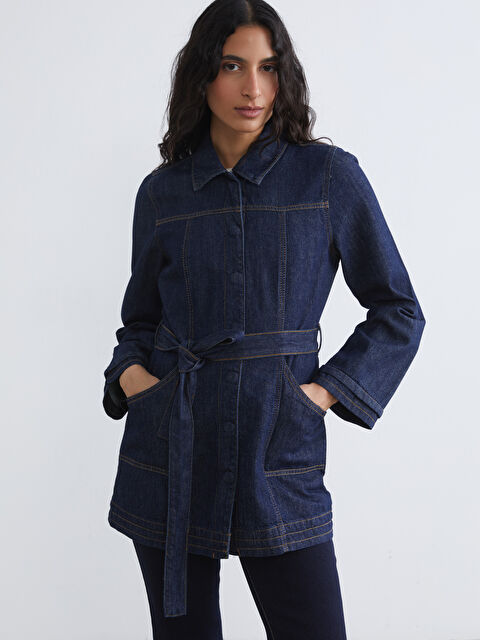 LCW Modest Gömlek Yaka Kadın Jean Ceket - S6KH88Z8-309