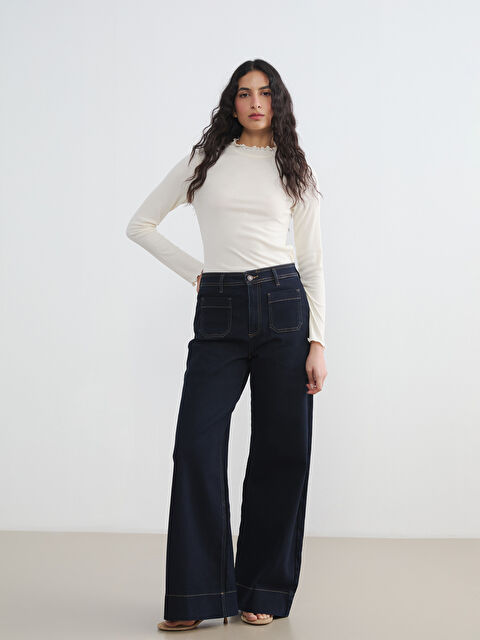 LCW Modest Yüksek Bel Wideleg Kadın Jean Pantolon - S6KI02Z8-309
