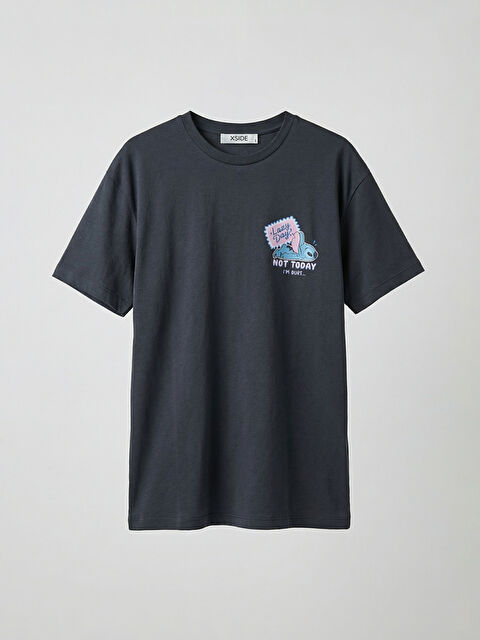 XSIDE Bisiklet Yaka Stitch Baskılı Kadın Tişört - S6KI05Z8-VDL