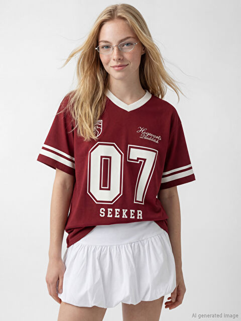 XSIDE Harry Potter Baskılı Oversize Kadın Tişört