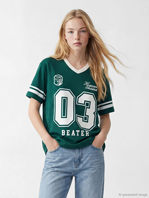 XSIDE Harry Potter Baskılı Oversize Kadın Tişört