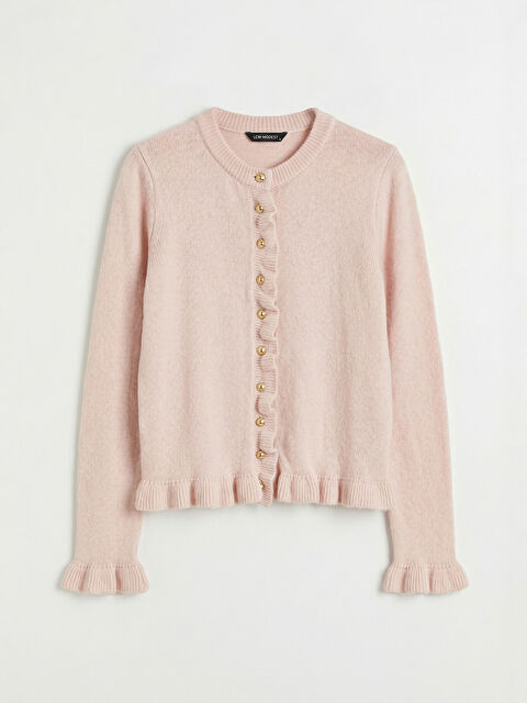 LCW Modest Bisiklet Yaka Fırfırlı Kadın Triko Hırka - S6KI60Z8-ZN8