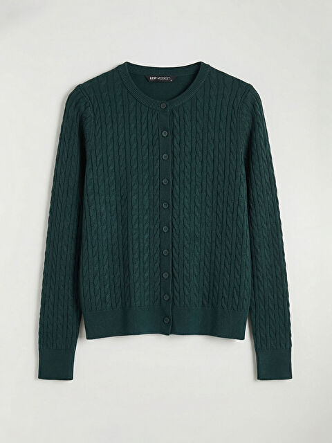 LCW Modest Bisiklet Yaka Desenli Kadın Triko Hırka - S6KI62Z8-8JQ