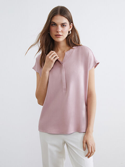 LCW ECO Kaçık Yaka Dokulu Bluz - S6KI69Z8-FJV