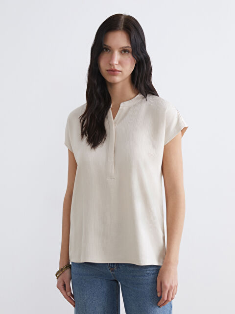 LCW ECO Kaçık Yaka Dokulu Bluz - S6KI69Z8-FW6