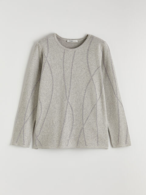 LCW Grace Bisiklet Yaka Desenli Kadın Triko Kazak - S6KI72Z8-DD0