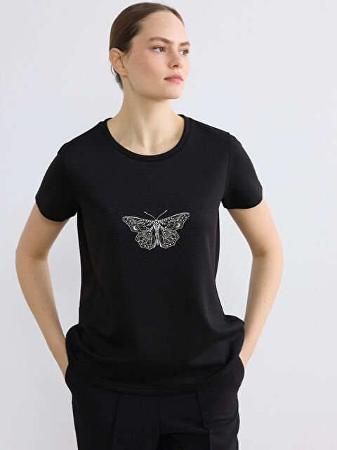 LCWAIKIKI Classic Crew Neck Embellished Women's Blouse