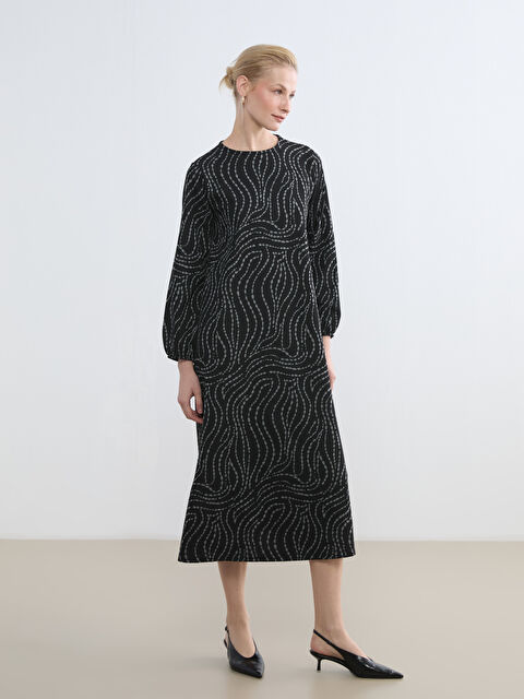 LCW Grace Bisiklet Yaka Desenli Elbise - S6KI98Z8-MKJ