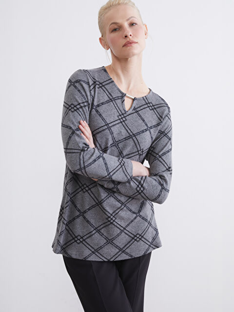 LCW Grace Bisiklet Yaka Desenli Bluz - S6KJ04Z8-LQ9