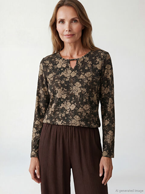 LCW Grace Bisiklet Yaka Çiçekli Bluz - S6KJ04Z8-LQJ