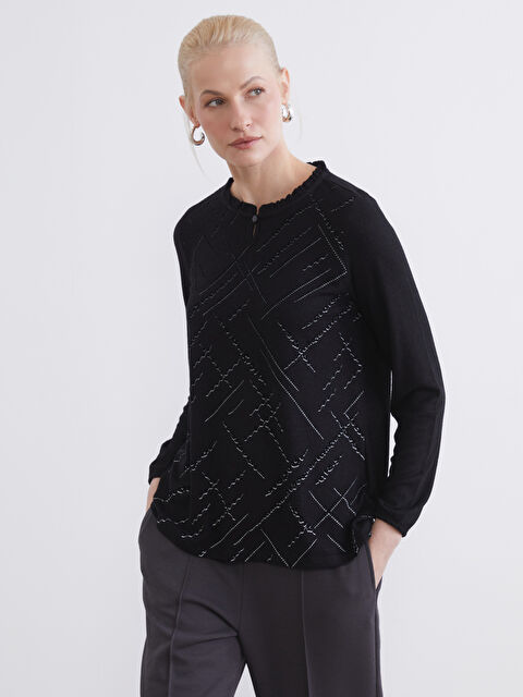 LCW Grace Bisiklet Yaka Desenli Bluz	 - S6KJ14Z8-CVL