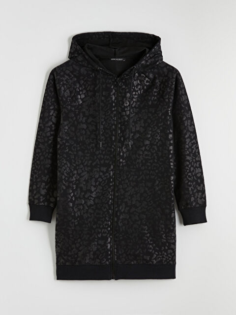 LCW Modest Kapüşonlu Desenli Kadın Fermuarlı Sweatshirt - S6KJ37Z8-LQJ