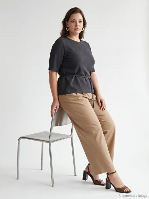 LCWAIKIKI Classic Crew Neck Sash Waist Blouse - S6KJ49Z8-L8N