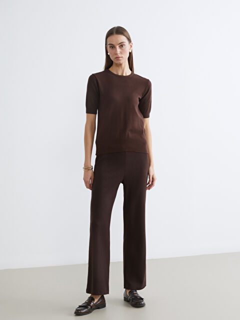 LCW Comfort Beli Lastikli İspanyol Paça Kadın Pantolon - S6KJ66Z8-HMK