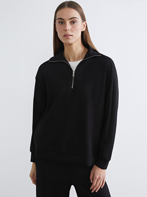 LCW Comfort Dik Yaka Kadın Fermuarlı Sweatshirt - S6KJ68Z8-CVL