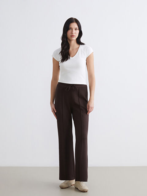 LCW Comfort Beli Lastikli Geniş Paça Kadın Eşofman Altı - S6KJ70Z8-HMK