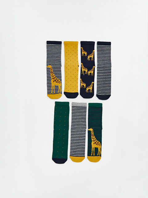 LCW Kids Desenli Erkek Çocuk Soket Çorap 7'li - S6KJ79Z4-K00