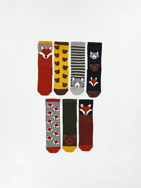 LCW Kids Desenli Erkek Çocuk Soket Çorap 7'li - S6KJ90Z4-K00