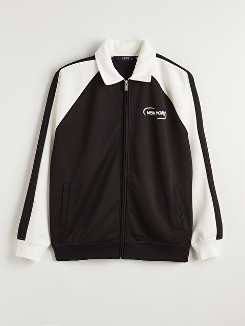 XSIDE Loose Fit New York Baskılı Erkek Fermuarlı Sweatshirt - S6KK94Z8-CVL