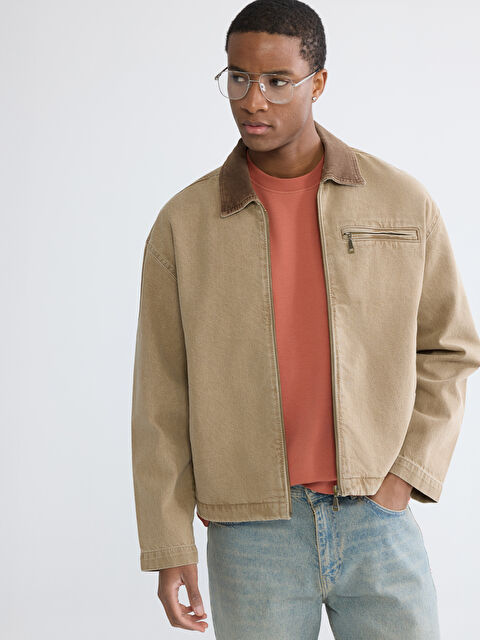 LCW Jeans Rahat Kalıp Kadife Yaka Erkek Jean Ceket - S6KL12Z8-DXZ