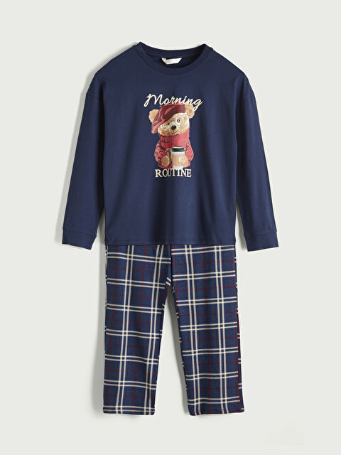 LCW DREAM Bisiklet Yaka Baskılı Kadın Pijama Takımı - S6KL26Z8-LN6