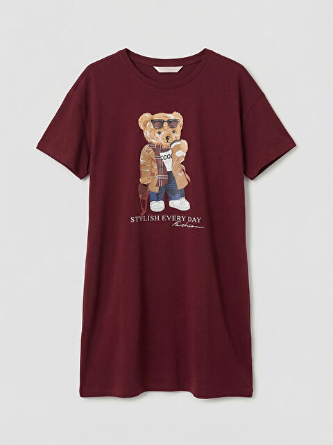 LCW DREAM Bisiklet Yaka Ayı Teddy Baskılı Kadın Gecelik - S6KL27Z8-HRW