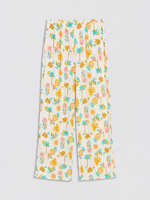LCW Kids Kız Çocuk Desenli Geniş Paça Pantolon