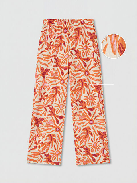 LCW Kids Kız Çocuk Desenli Geniş Paça Pantolon