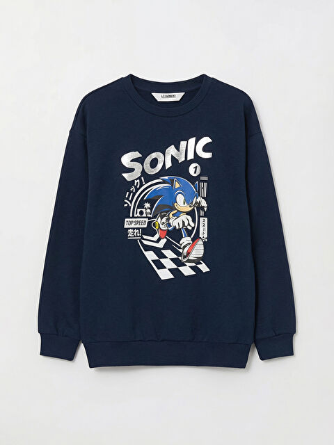 LCW Kids Sonic Baskılı Erkek Çocuk Kalın Sweatshirt - S6KL72Z4-DWP