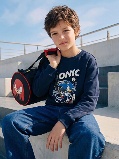 LCW Kids Sonic Baskılı Erkek Çocuk Kalın Sweatshirt