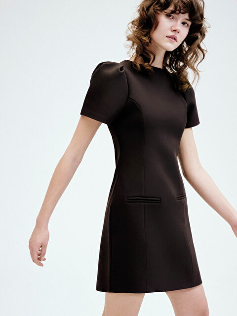 XSIDE Bisiklet Yaka Karpuz Kol Mini Elbise - S6KL83Z8-1J0