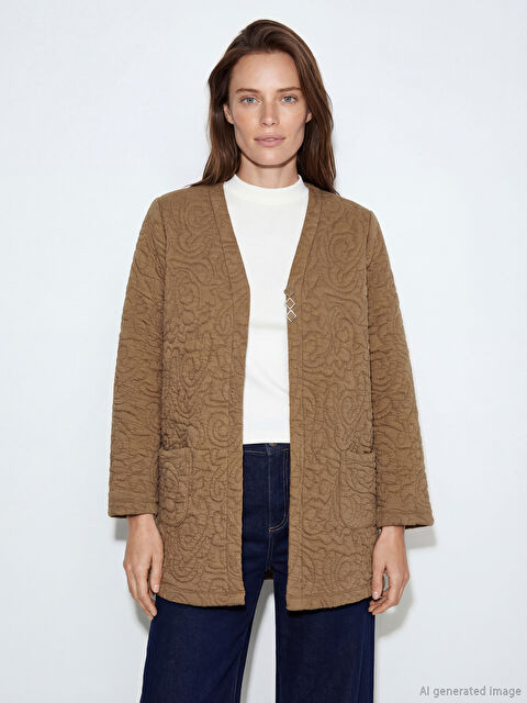 LCW Grace V Yaka Kendinden Desenli Kadın Hırka - S6KL95Z8-2IZ