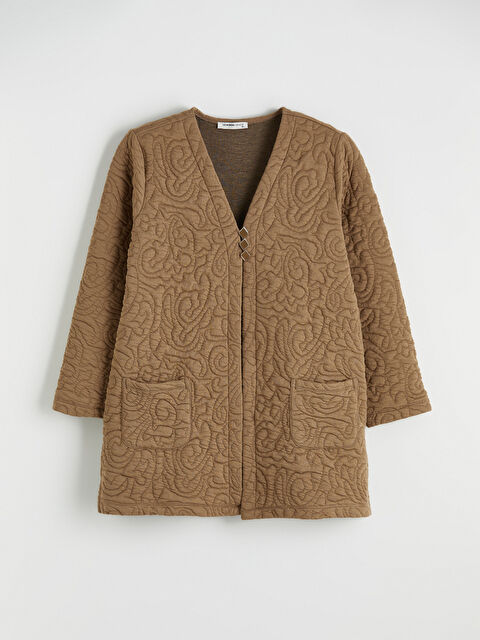 LCW Grace V Yaka Kendinden Desenli Kadın Hırka - S6KL95Z8-2IZ