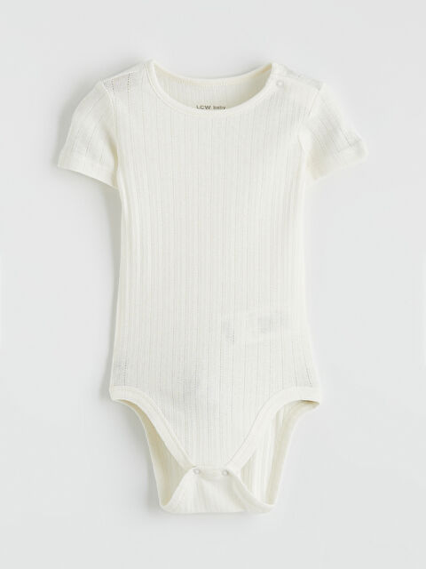 LCW Kids Bisiklet Yaka Kız Çocuk Çıtçıtlı Body - S6KM05Z1-FX2