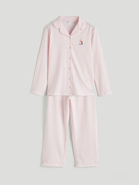 LCW Kids Gömlek Yaka Kız Çocuk Pijama Takım - S6KM10Z4-LT4