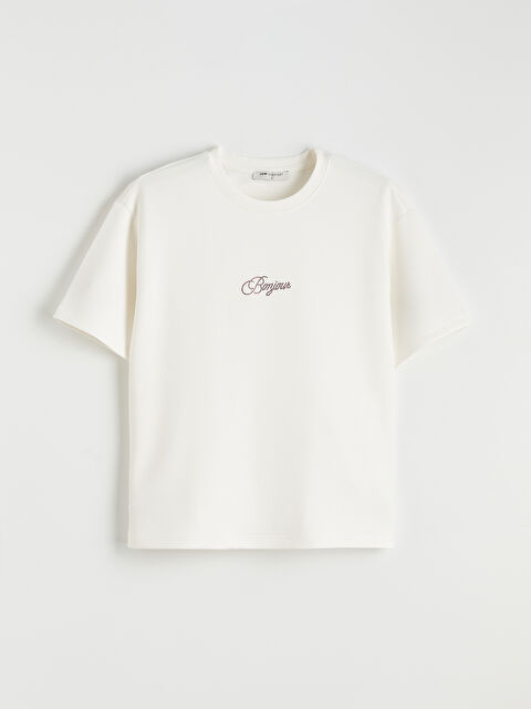 LCW Comfort Taşlı Soft Touch Kadın Tişört - S6KM26Z8-Q6K