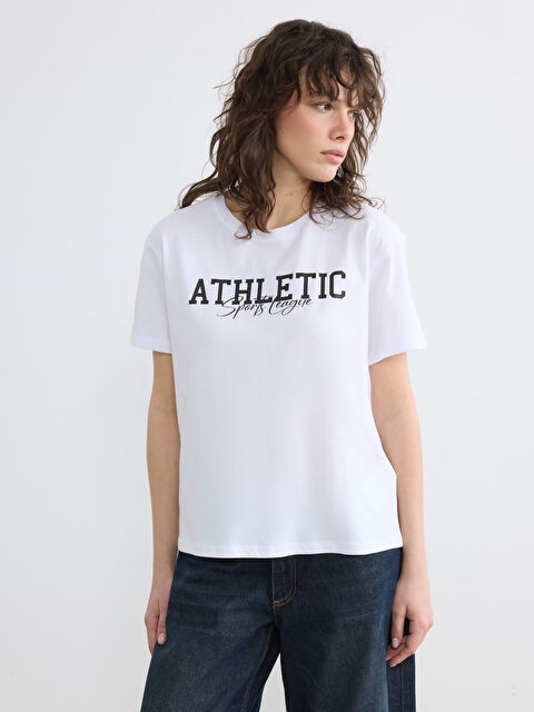 LCW ECO Bisiklet Yaka Baskılı Kadın Spor Tişört	 - S6KM29Z8-J5E