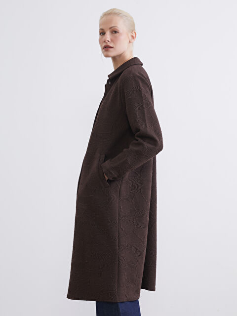 LCW Grace Gömlek Yaka Kendinden Desenli Kadın Ferace - S6KM44Z8-J0W