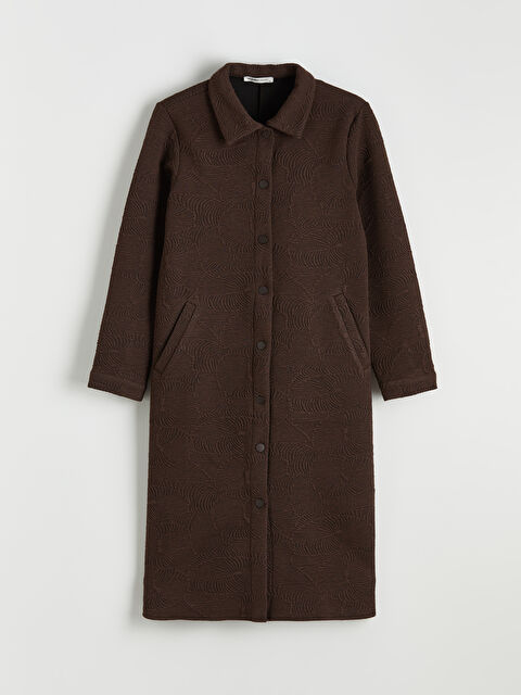 LCW Grace Gömlek Yaka Kendinden Desenli Kadın Ferace - S6KM44Z8-J0W