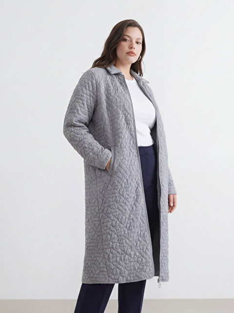 LCW Grace Gömlek Yaka Kendinden Desenli Kadın Ferace