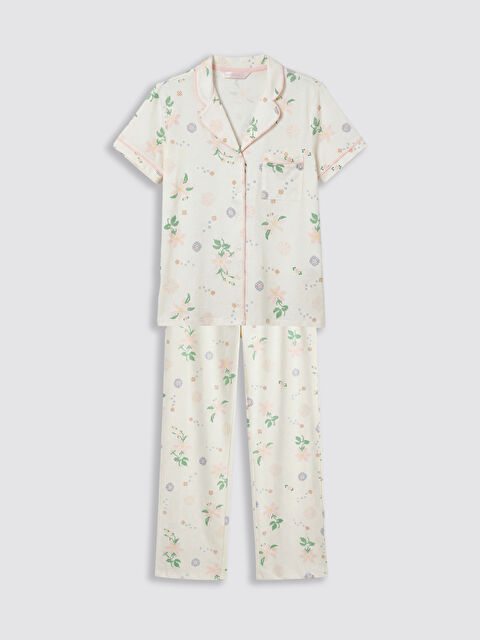 LCW DREAM Gömlek Yaka Çiçekli Kadın Pijama Takımı - S6KM82Z8-LRA