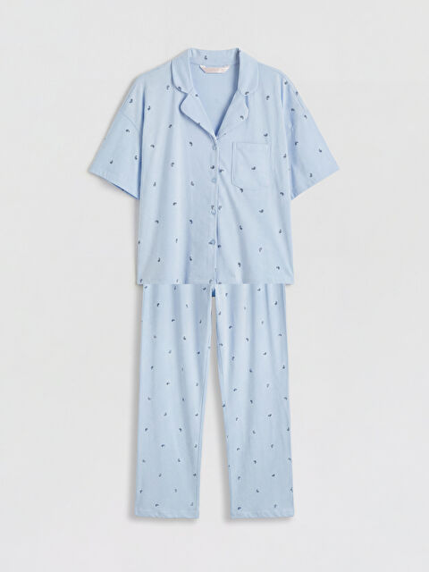 LCW DREAM Gömlek Yaka Baskılı Kadın Pijama Takımı - S6KM85Z8-LQK