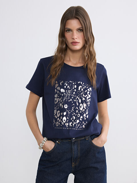 LCW EVERYDAY Bisiklet Yaka Baskılı Kadın Tişört - S6KN02Z8-HG0