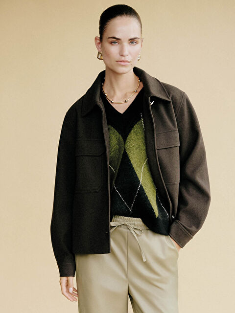 LCWAIKIKI Classic Baklava Desenli Kadın Triko Süveter - S6KN04Z8-MHS