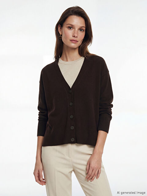 LCW Modest V Yaka Kadın Triko Hırka - S6KN07Z8-ZTU