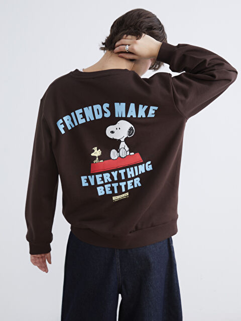 XSIDE Snoopy Baskılı Oversize Kadın Kalın Sweatshirt - S6KN09Z8-1VF